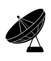 Radar satellite dish flat silhouette vector illustration