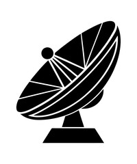 Radar satellite dish flat silhouette vector illustration