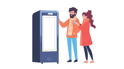 Couple Making Joint Photo in Photobooth