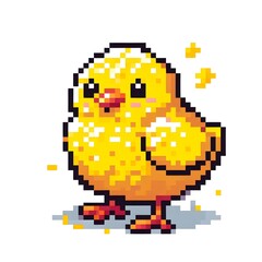 Fototapeta premium 노란 병아리, 픽셀아트 (Yellow chick, pixel art)