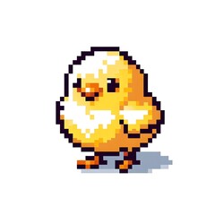 Fototapeta premium 노란 병아리, 픽셀아트 (Yellow chick, pixel art)