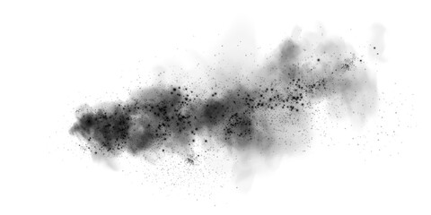 Obraz premium Fantastic black smoke background. Magic black smoke with glitter and small particles of twinkling stars. Fog with luminous particles. Black vapor with stardust. Morning fog over land or water surface,