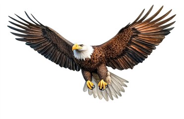 Obraz premium An eagle soaring, against a white background