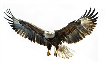 Fototapeta premium An eagle soaring, against a white background