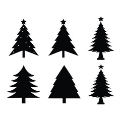 Obraz premium A set of black silhouette illustration of christmas tree for Holiday Projects