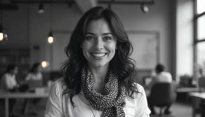 Confident Businesswoman Hispanic or Middle Eastern Professional Smiling and Standing with Confidence