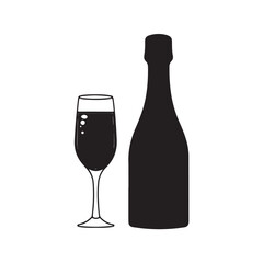 transparent bottle and glass isolated vector on white background 
