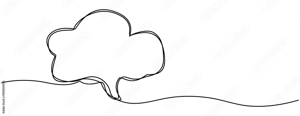 Leinwandbilder Speech Bubble Single Line Icon. One continuous line drawing of Speech bubble square shaped. Chat cloud and thought dialogue symbol in simple linear style. Comic text comment concept in editable stroke