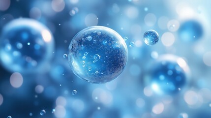 Colorful circles bubbles and oil droplets float in the water, health and skincare concept, revitalizing and nourishing the skin. Abstract bubbles in the air, 3d background render. Macro of bubbles