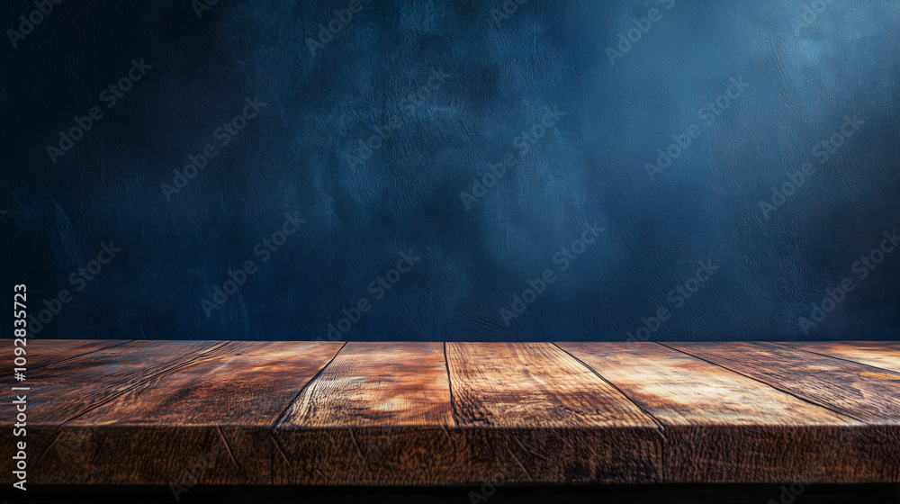 Aufkleber Table top background. Wooden table mock up background minimalistic copy space countertop