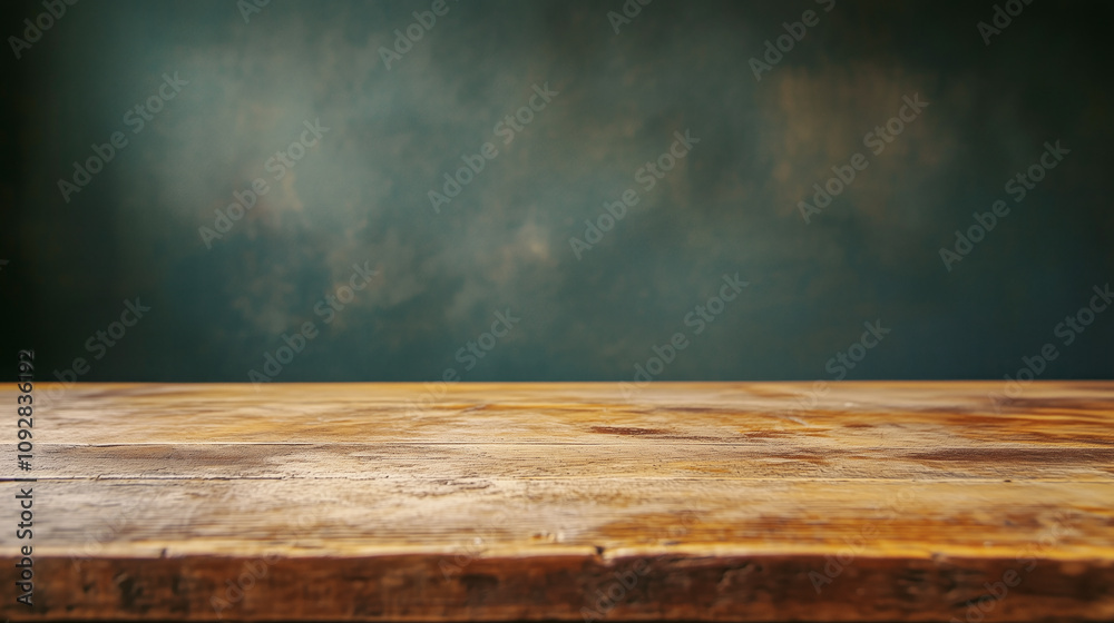 Aufkleber Table top background. Wooden table mock up background minimalistic copy space countertop