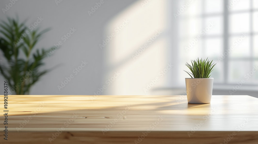 Aufkleber Table top background. Wooden table mock up background minimalistic copy space countertop