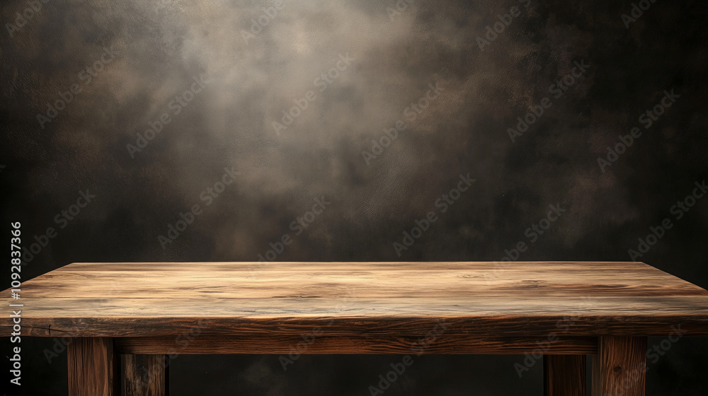 Aufkleber Table top background. Wooden table mock up background minimalistic copy space countertop