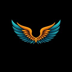 Fototapeta premium Colorful wing logo design with a modern artistic style and vibrant details. Generative AI