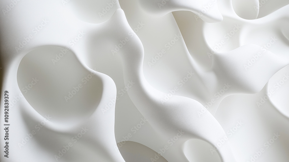 Aufkleber White abstract forms background different shapes. Minimalistic white bright background futuristic texture