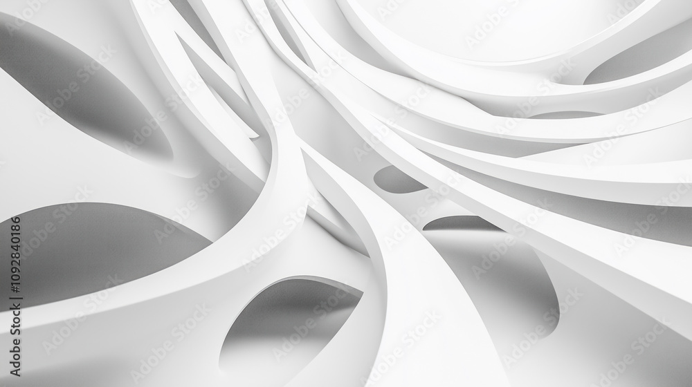 Aufkleber White abstract forms background different shapes. Minimalistic white bright background futuristic texture