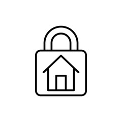 House lockdown outline icons, minimalist vector illustration ,simple transparent graphic element .Isolated on white background