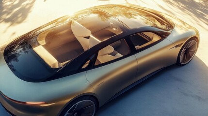 Fototapeta premium A sleek, modern car with a panoramic roof, showcasing innovative design.