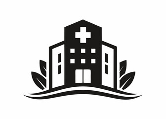 Hospital building vector logo illustration