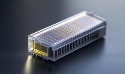 A transparent electronic component with solar cells for energy conversion.