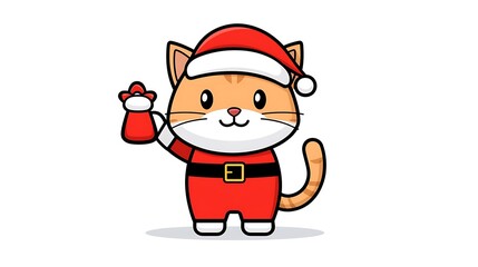 Cute Kitten in Santa Outfit with Toy