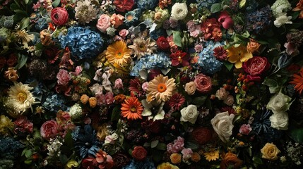 Blank greeting card with a lush bouquet of mixed flowers, perfect for any occasion.