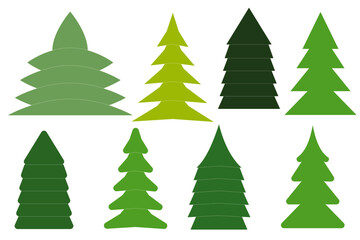 Various symbolic shapes of Christmas tree silhouettes