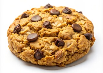 Close-Up of Delicious Homemade Oatmeal Cookies on White Background Featuring Healthy Ingredients and Nutritional Benefits, Perfect for Macro Food Photography and Culinary Inspiration