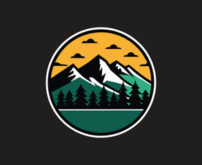 Mountain Hiking Adventure t-shirts Design_Outdoor Exploration Badge_Nature and Wilderness Icon, Vector illustration
