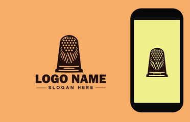 Thimble icon Finger shield Needle guard Needle shield flat logo sign symbol editable vector