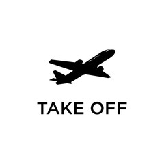 airplane take off silhouette vector, trip journey aviation design template