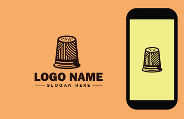Thimble icon Finger shield Needle guard Needle shield flat logo sign symbol editable vector