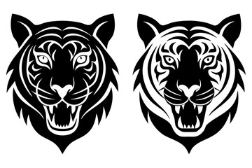 Tiger head silhouette vector.