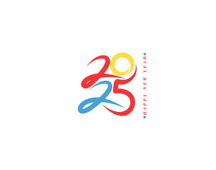 Happy New Year 2025 Text Typography Design Element Flyer, Banner Poster Design.