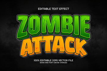 Zombie Attack cartoon Editable text Effect 3D Game Style