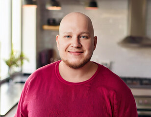 Fototapeta premium Portrait of man standing inside his home kitchen