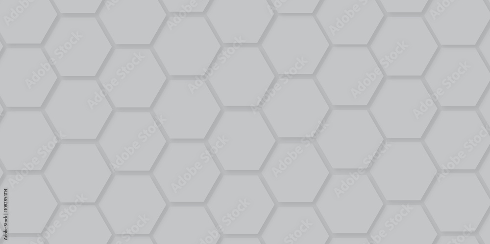 Aufkleber  Abstract hexagon background. Futuristic abstract honeycomb mosaic grey technology background. Surface polygon pattern with glowing hexagon paper texture and futuristic business. graphic concept.