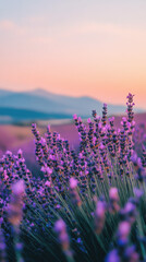 Fototapeta premium elegant beautiful natural lavender field with beautiful nature, blue hour 