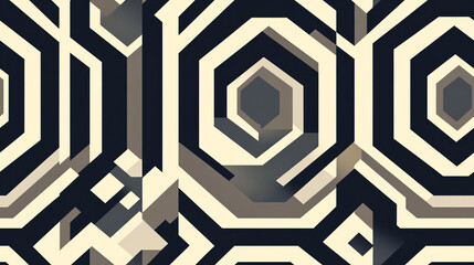 Geometric hexagon seamless pattern, black and silver, art deco design