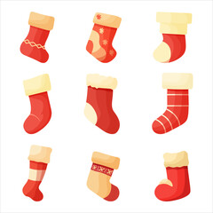 A set of Christmas socks on a white background.