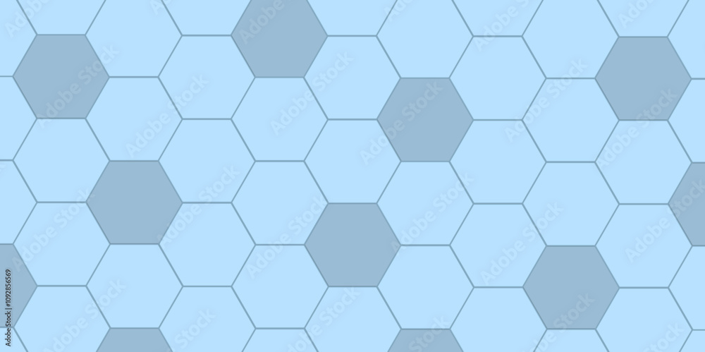 Poster Abstract hexagon mesh pattern blue light design modern background. geometric hexagonal figures in the form of honeycombs. Geometric Blue Mosaic Abstract background Fabric. Decorative. Ornament, Vector