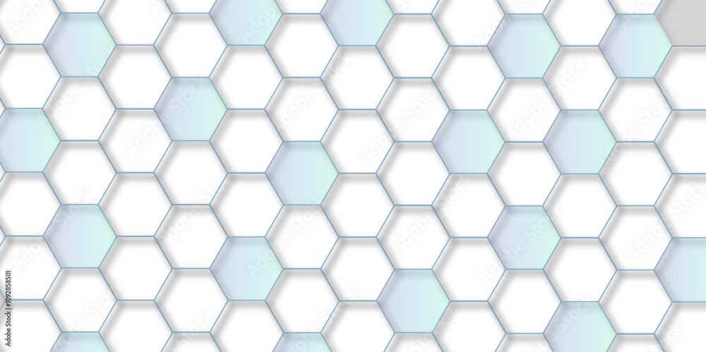 Aufkleber Abstract hexagon mesh pattern blue light design modern background. geometric hexagonal figures in the form of honeycombs. Geometric Blue Mosaic Abstract background Fabric. Decorative. Ornament, Vector