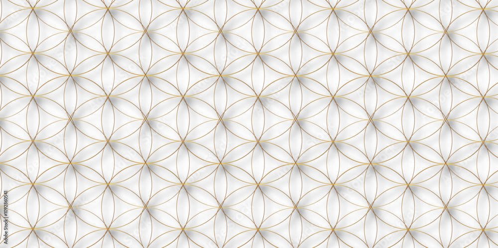 Poster golden outline circle geometric seamless pattern. simple golden luxury linear texture. repeated desi