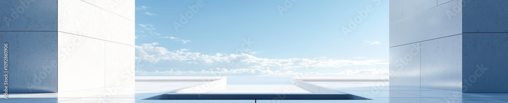 Wall mural modern architecture with open sky background