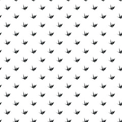 Origami crane seamless black and white pattern