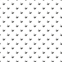 Origami crane seamless black and white pattern