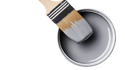 Paint Can with Brush on Transparent Background