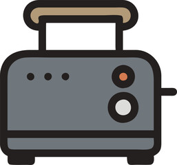 Toaster Vector Illustration in Flat Style, Flat-style vector illustration of a modern gray toaster with a lever and buttons, ideal for kitchen, cooking, and appliance-related themes.  

