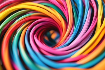 Obraz premium Colorful lines are swirling together, creating an abstract concentric pattern background