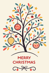 christmas card with christmas tree